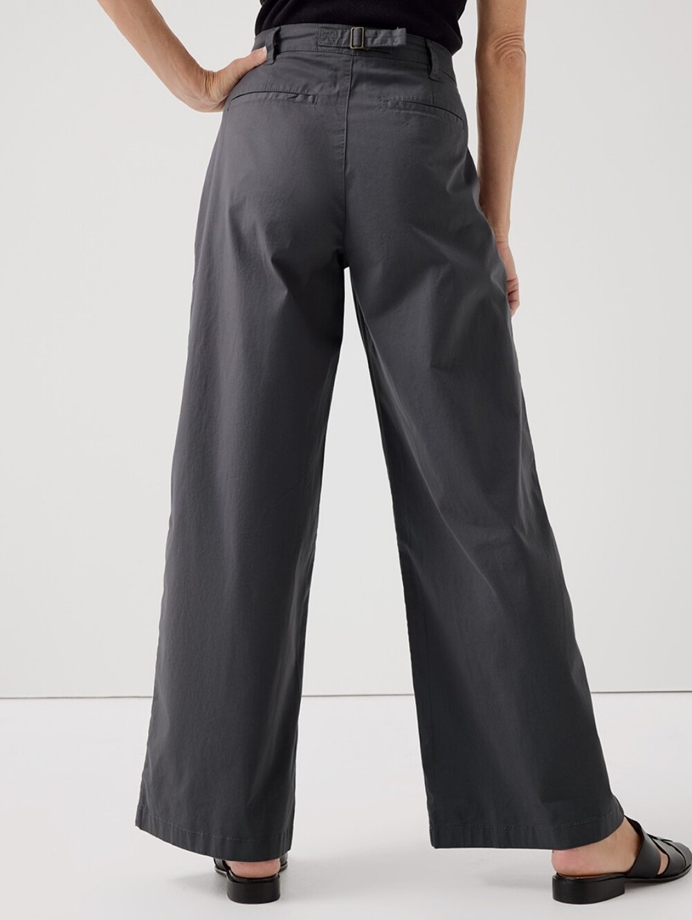 Pact Boulevard Brushed Twill Wide Leg Trouser Storm Gray size Large - Picture 4 of 13